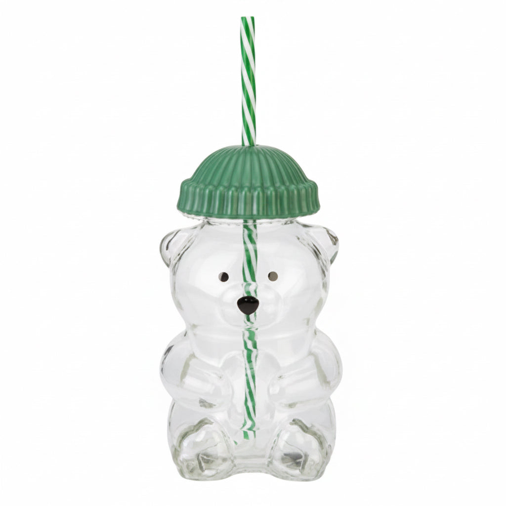 Glass coffee cup bear mason jar 590ml