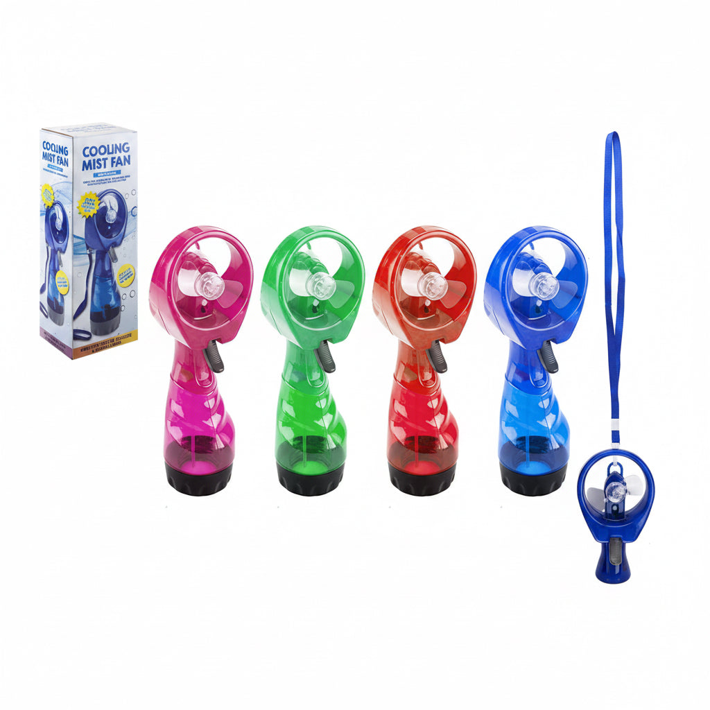 Spray mist fan with lanyard