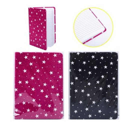 A5 glitter stars notebook.