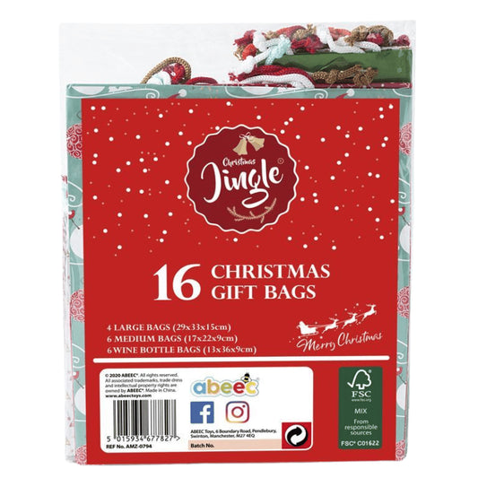 Christmas gift bags assorted 12 pack.