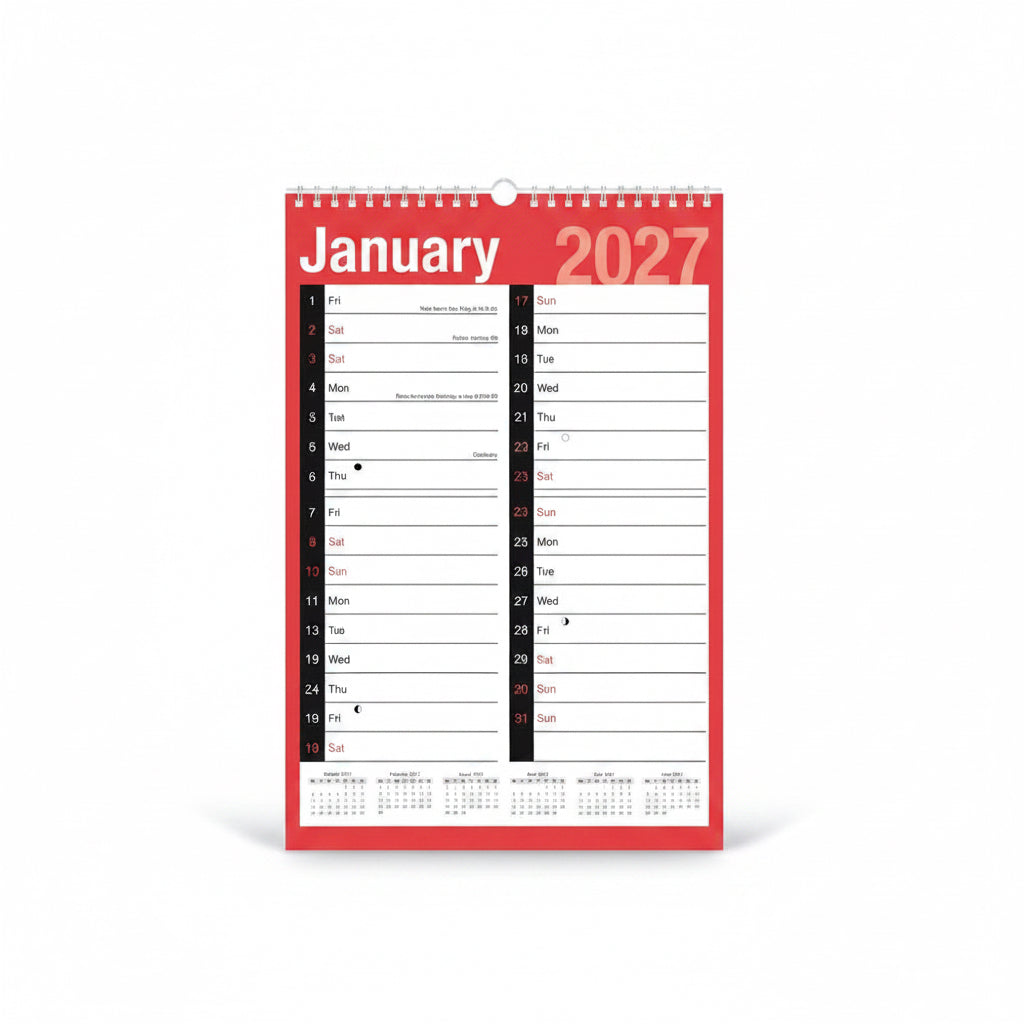 A3 - 2027 red & black easy view planner.
