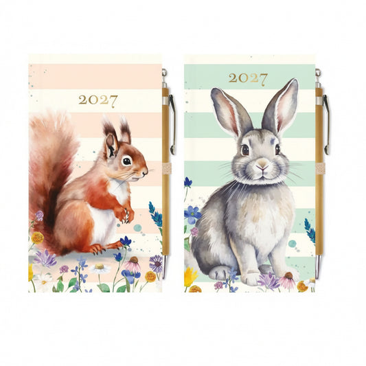 Slim 2027 diary with pen - week to view
