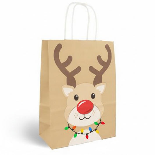 Reindeer paper bag with twist handles