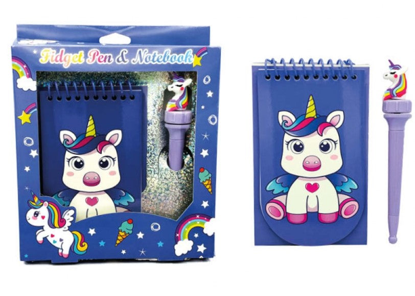 Notebook and fidget pen set - unicorn
