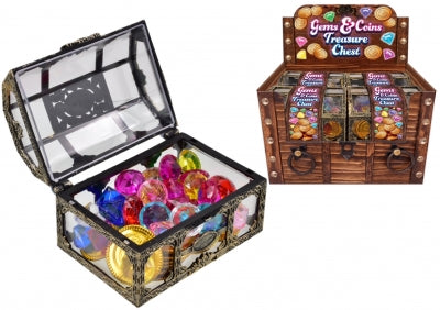 Gems and coins treasure chest