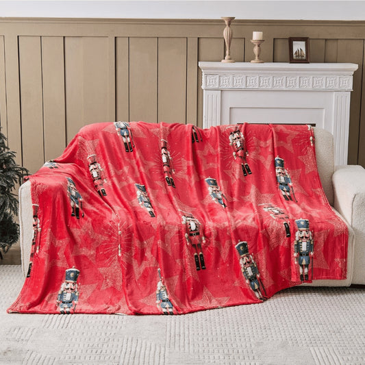 Christmas throw - nutcracker pum pum 170cm x 230cm