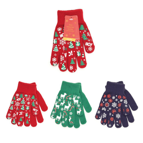 Kids christmas design printed gloves