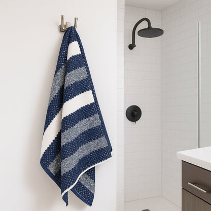 Royal stripe bath sheet - navy