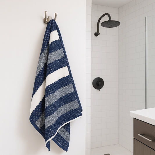 Royal stripe bath sheet - navy