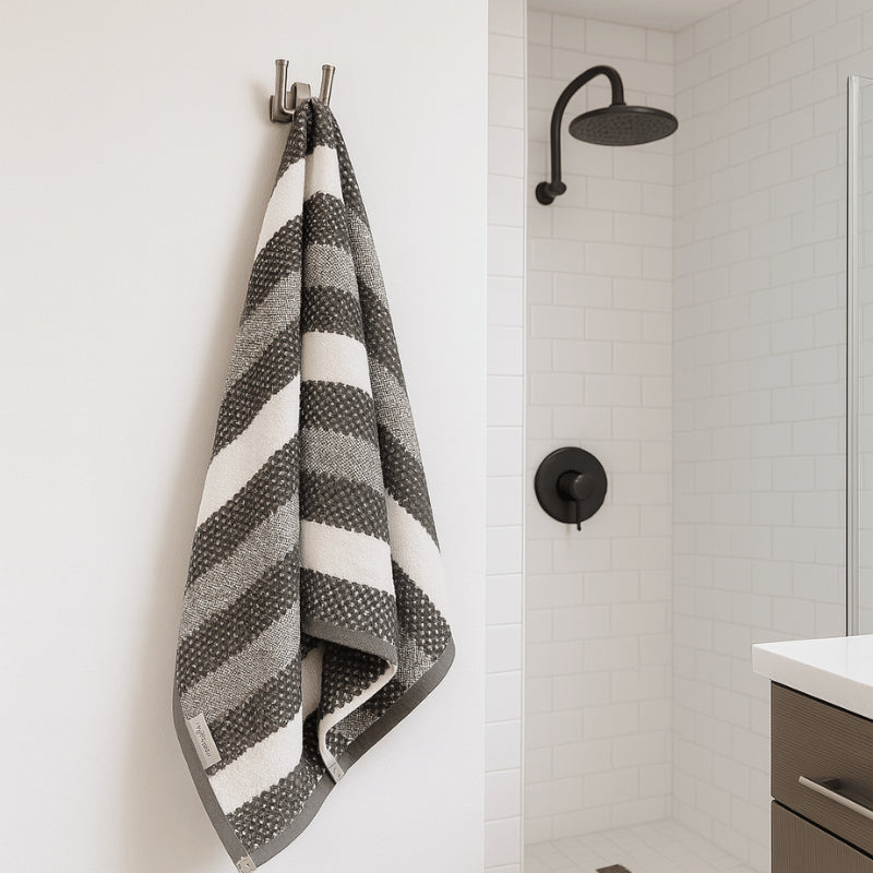 Royal stripe bath sheet - charcoal
