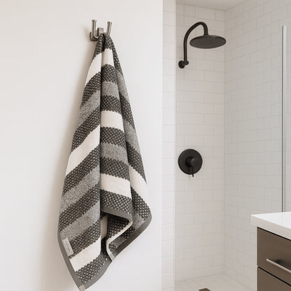 Royal stripe bath sheet - charcoal