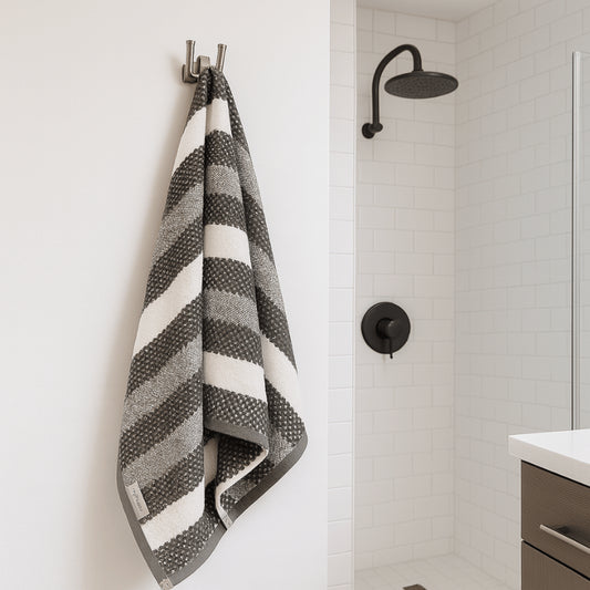 Royal stripe bath sheet - charcoal