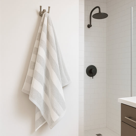Royal stripe bath sheet - grey