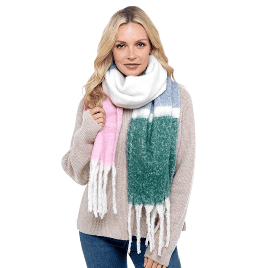Ladies luxury chunky scarf - wide stripe