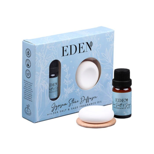 Eden gypsum stone diffuser & fragrance oil set - sea salt & sage