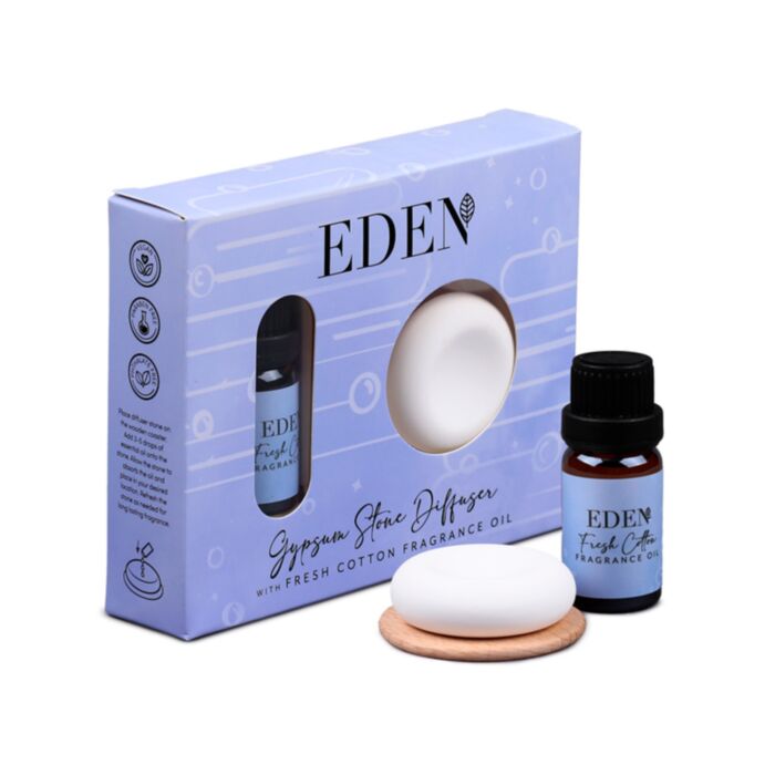 Eden gypsum stone diffuser & fragrance oil set - fresh cotton