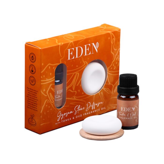 Eden gypsum stone diffuser & fragrance oil set - tonka & oud