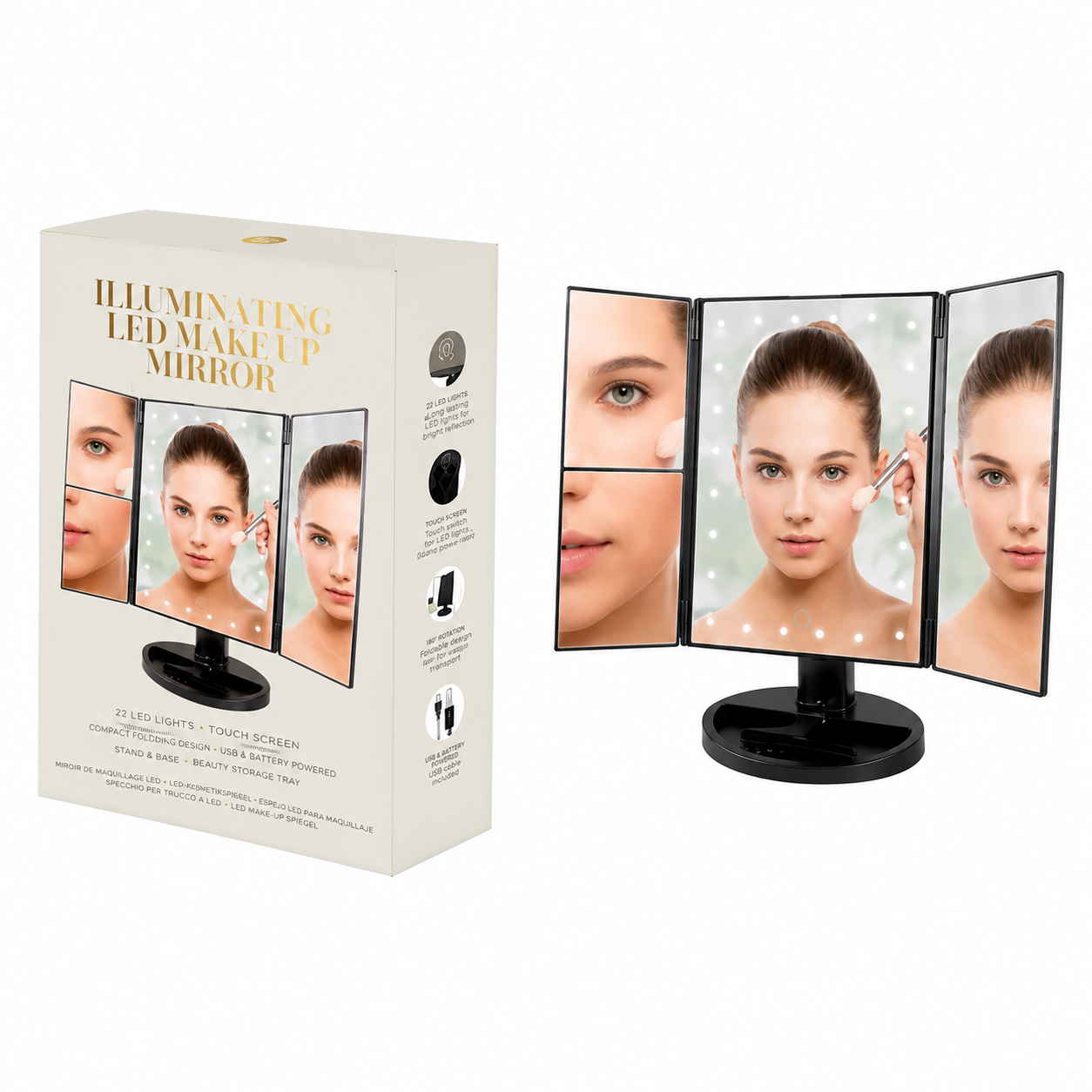 Illuminating LED makeup mirror