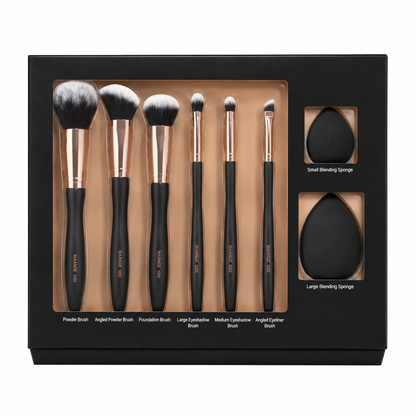 Black professional makeup brush set 8 pack