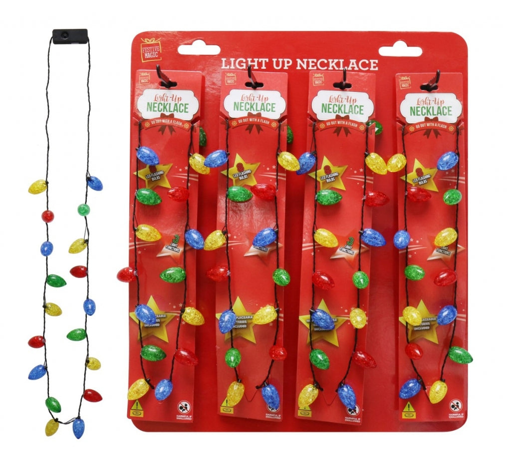 Christmas flashing bulb necklace