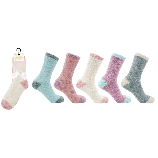 Ladies snuggle toes socks 3 pack -  pastel.