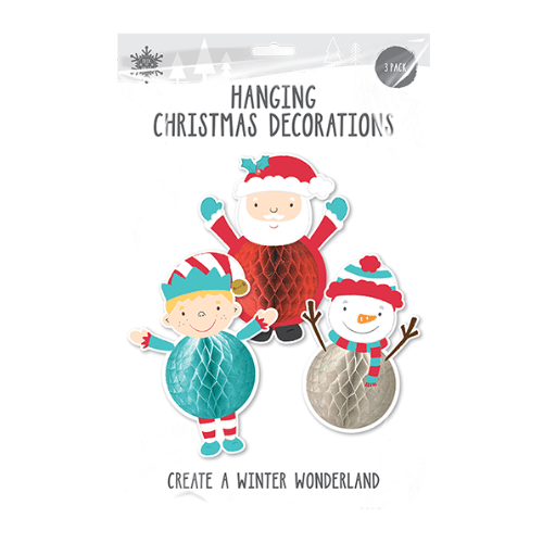 Hanging Christmas honeycomb decorations 3 pack