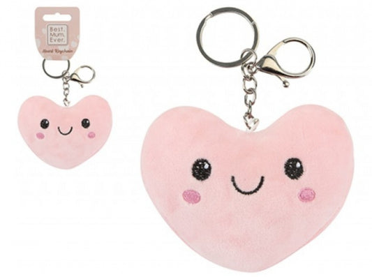 Soft heart keyring - pink