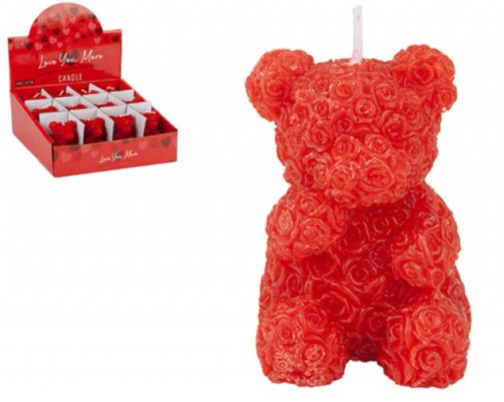Rose teddy bear candle
