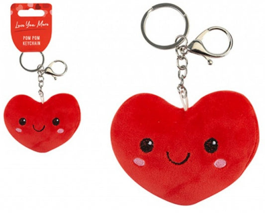 Soft heart keyring - red