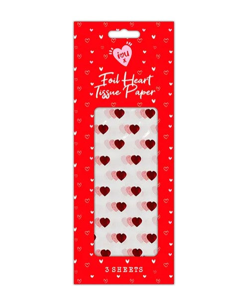 Tissue paper - red foil heart