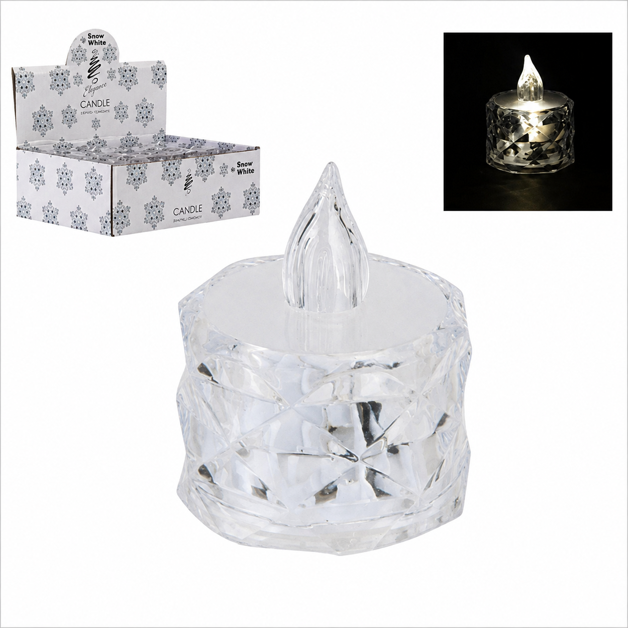 Crystal battery tealight candle