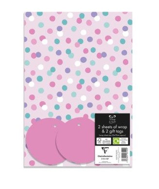 Gift wrap and tags - pink spots