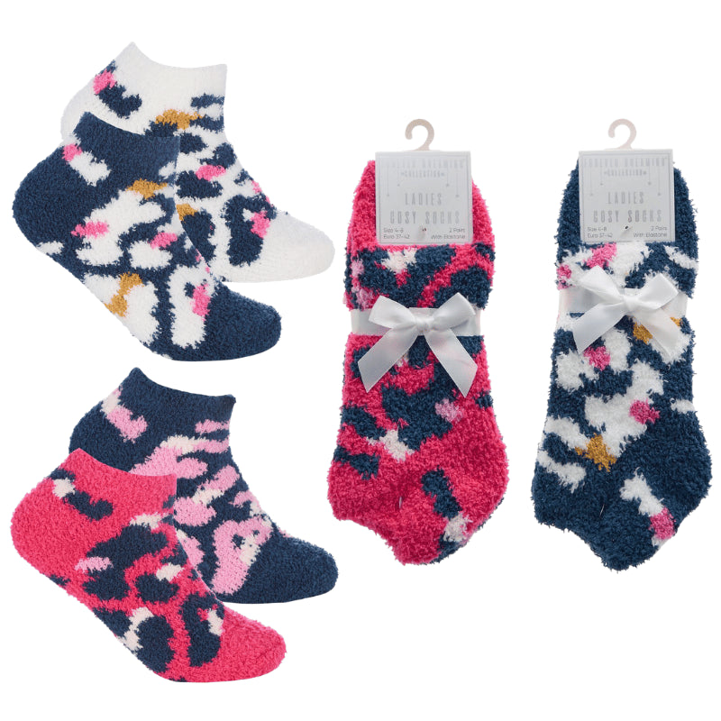 Bright animal design cosy trainer socks.