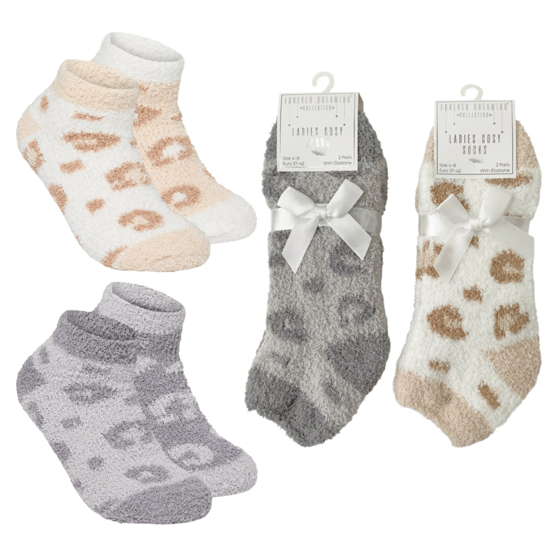 Animal print cosy trainer socks.