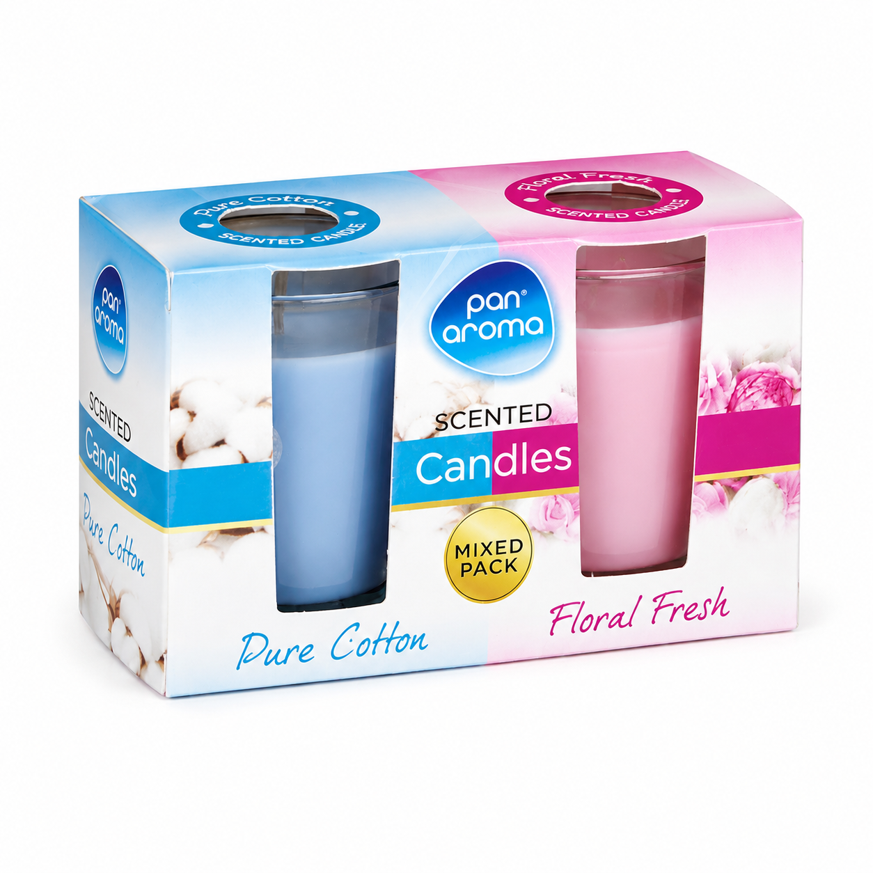 Pan Aroma glass candles 2 pack - orchard blossom & fluffy towels