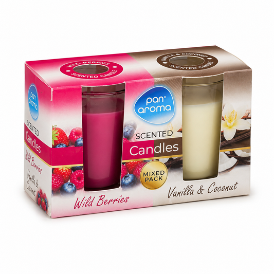 Pan Aroma glass candles 2 pack - berries & vanilla