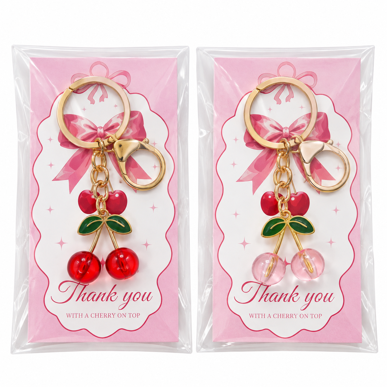 Cherry key ring with thank you card