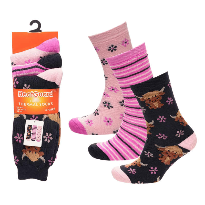Highland cow thermal socks 3 pack.