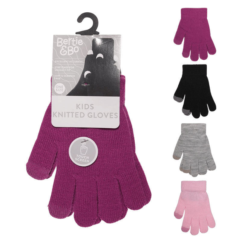 Kids thermal knitted touch screen gloves.