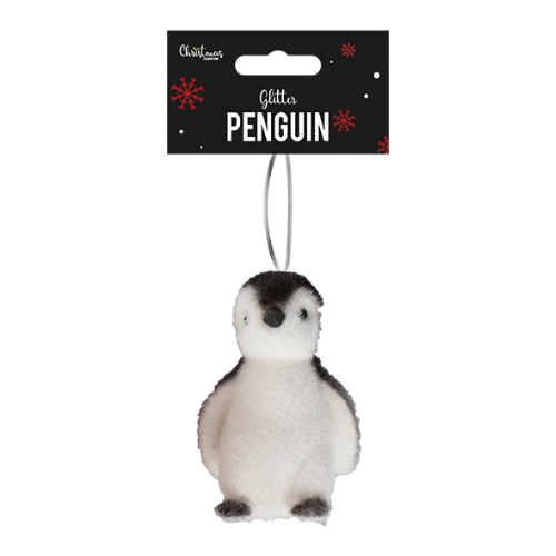 Glitter penguin Christmas decoration.