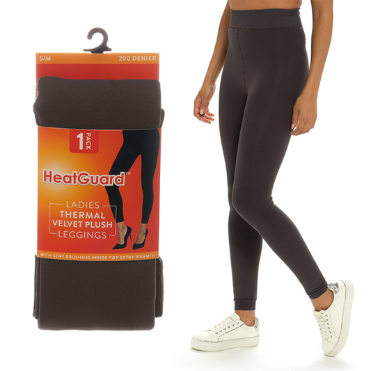 Ladies velvet plush thermal leggings - charcoal