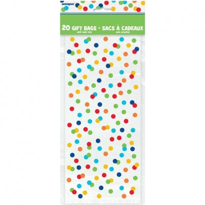 Rainbow polka dot cellophane bags 20 pack