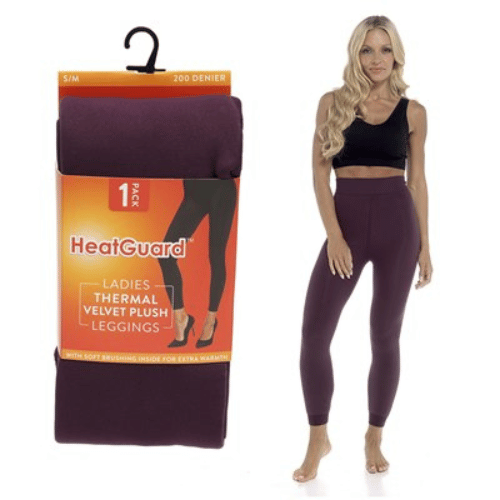 Ladies velvet plush thermal leggings - plum
