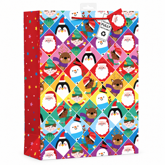 XL Christmas gift bag - rainbow characters