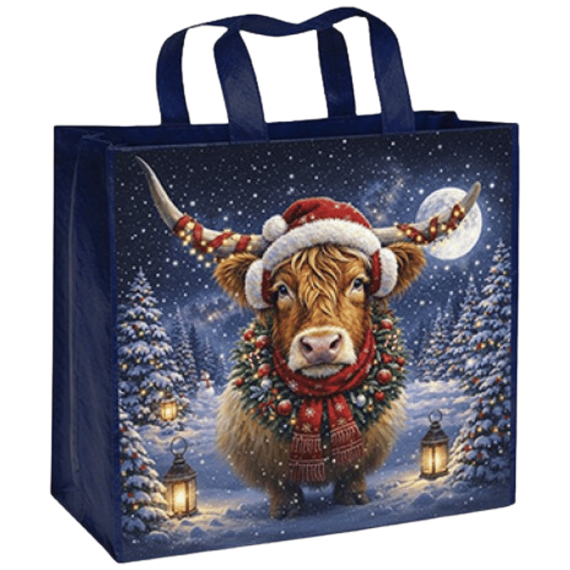 Christmas shopping bag - highland cow.