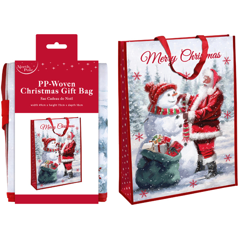 Christmas jumbo PP woven shopping bag - traditional Santa.