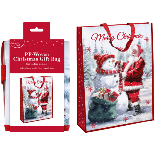 Christmas jumbo PP woven shopping bag - traditional Santa.