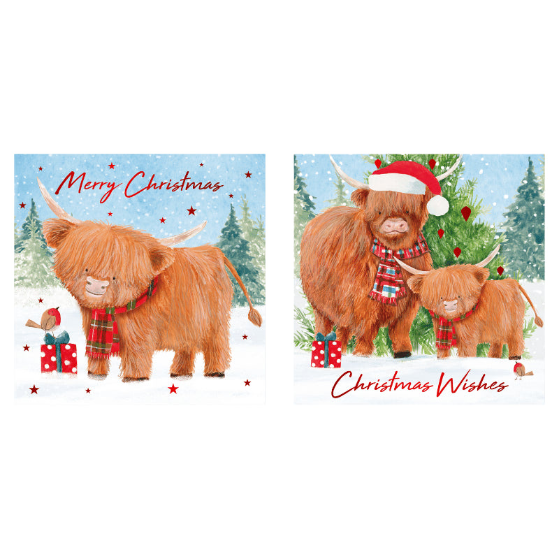 Christmas cards 12 pack - highland cow.