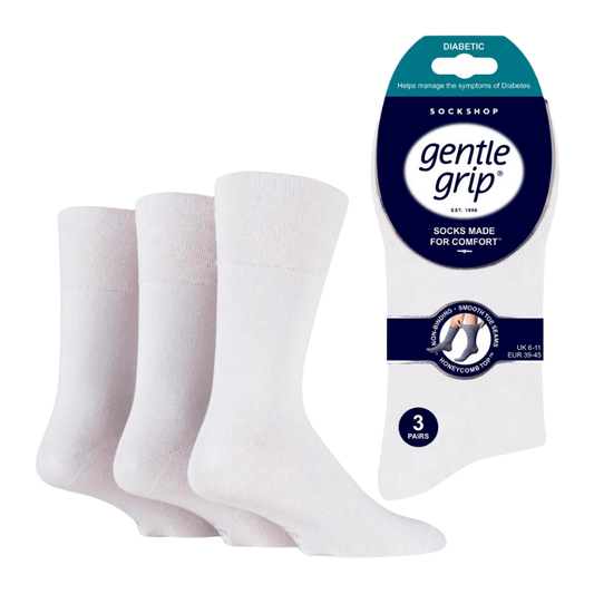 Men’s diabetic socks gentle grip 3 pairs- white