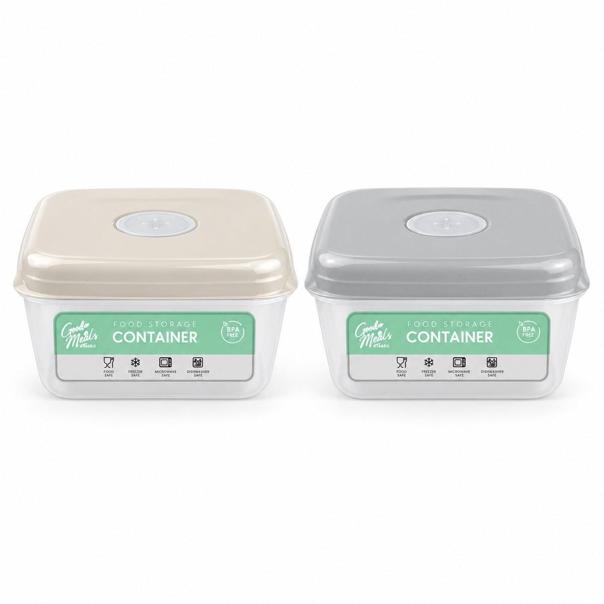 Vented square plastic container 2.1L